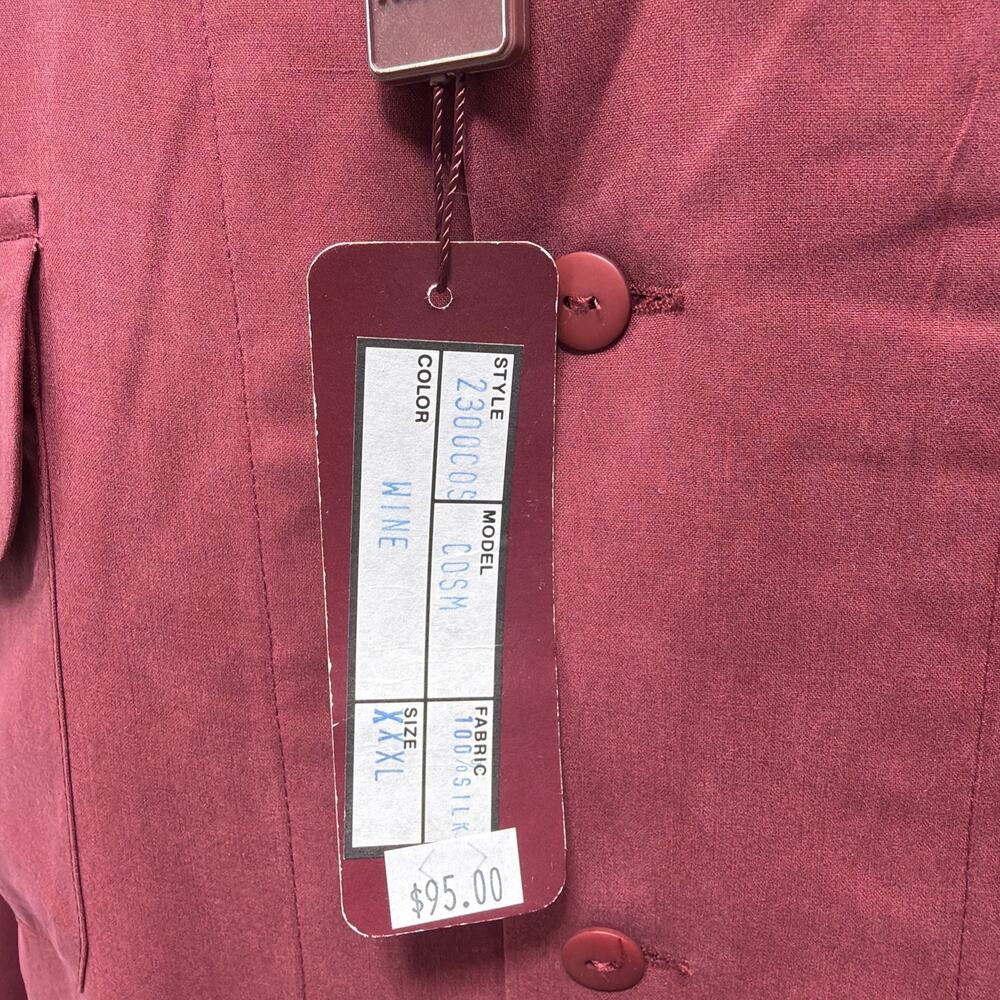 Tulliano Men’s XXXL 100% Silk Camp Shirt Wine Red Button Front Retro Lounge NWT - Picture 4 of 8